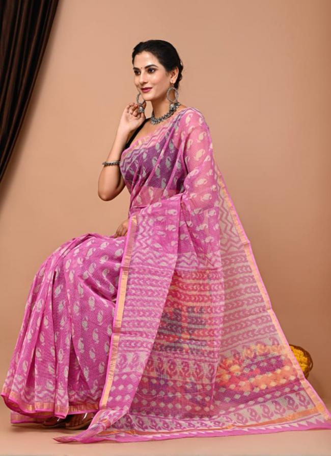 Cotton Pink  Digital Printed Saree